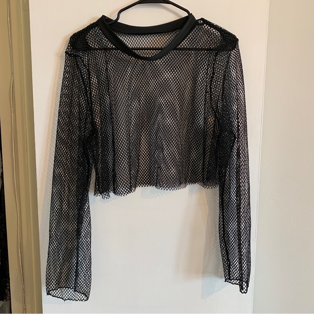 Black mesh top